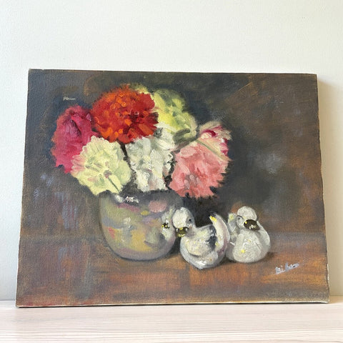 Moxie - Flowers and Birds Painting - 18x14