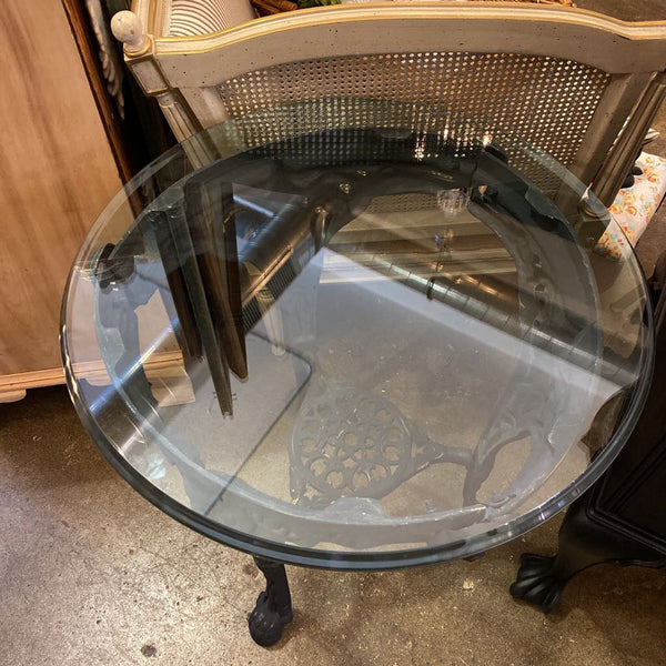 Victorian Black Bistro Table with Glass Top 24W 27H IN STORE PICKUP ONLY