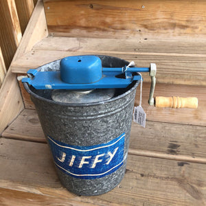 Jiffy galvanized ice cream maker as found