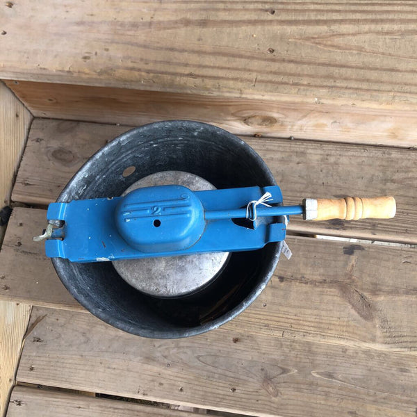 Jiffy galvanized ice cream maker as found