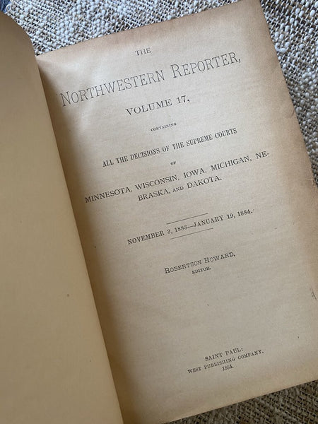 1884 Northwestern Reporter Book