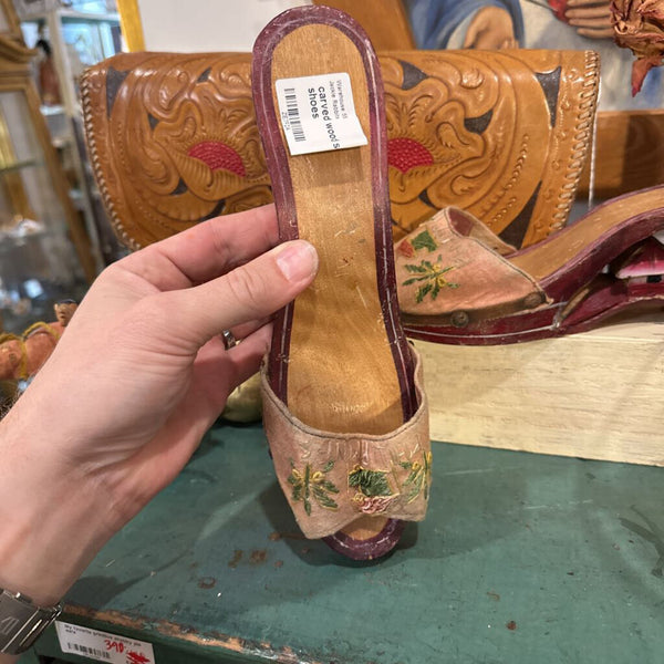 carved wood souvenir shoes