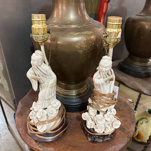 Pair of Chinese porcelain figural lamps