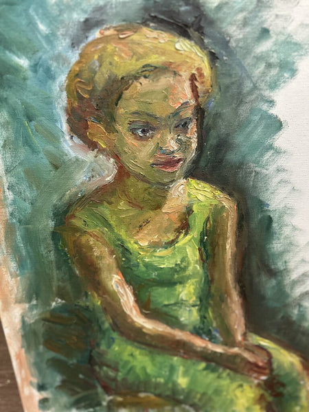 Portrait of woman painting