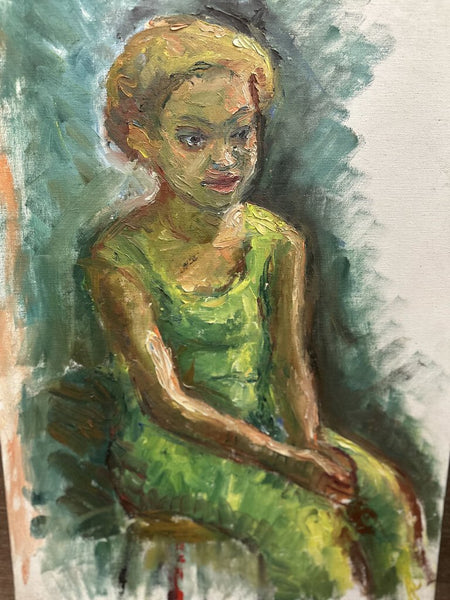 Portrait of woman painting