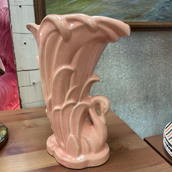 Moxie - McCoy Peach Swan Vase - 9"