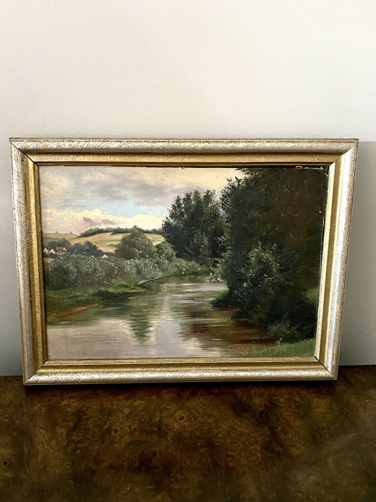 Vintage Oil Landcape in Silver/Gold Frame 17" x 13"