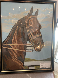 Vintage framed PBN Horse with harness