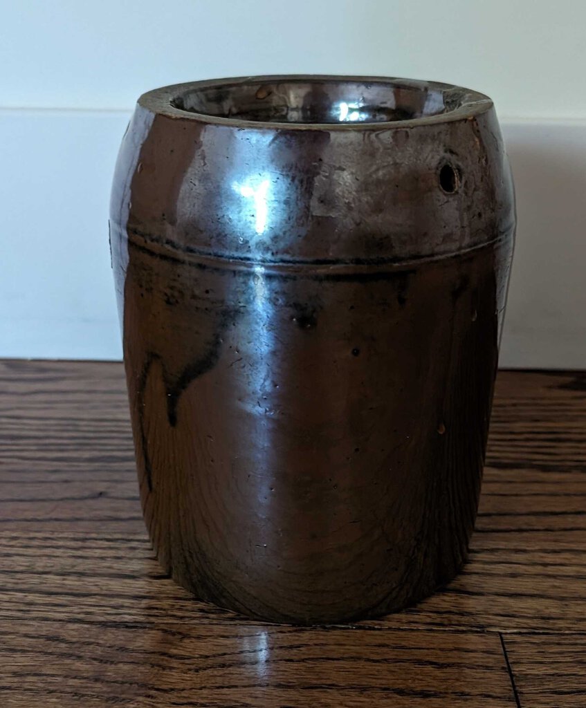 Antique Brown Glaze Stone Crock 7 Inches