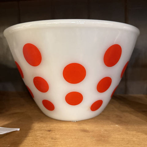 Fire King red polka dot bowl no. 14