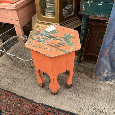 Coral Moroccon style vintage side table stool