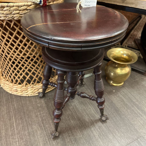 Antique Stool With Claw & Glass Feet