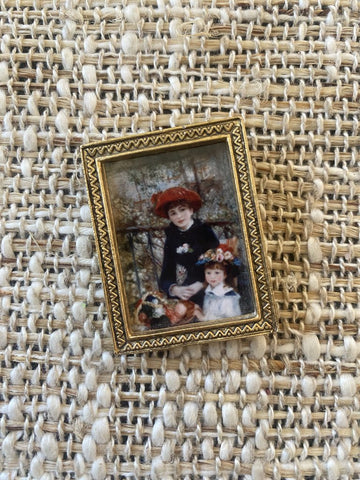 Vtg Renoir On the Terrace Framed Brooch