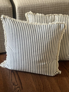 Black Beige Striped Throw Pillow