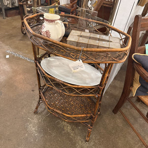RATTAN 3 TIER TABLE. 24"W X 15 1/2D X 31 1/5"H. IN STORE PICKUP. Swoon.