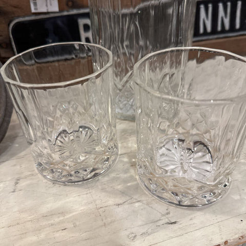 Pair of cut glass rocks glasses
