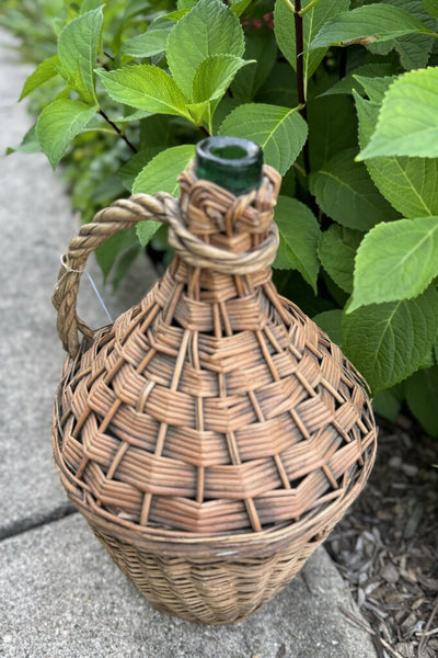 Antique Large French Wicker Wine Demijohn Jug