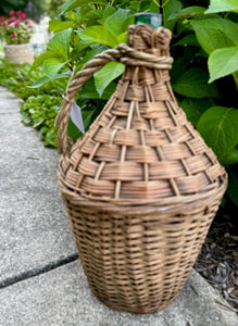 Antique Large French Wicker Wine Demijohn Jug