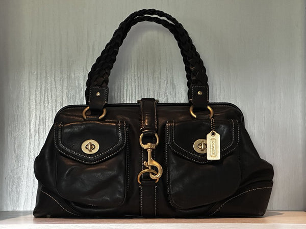 Coach Daphne Black Satchel Legacy Vachetta Leather PRISTINE CONDITION