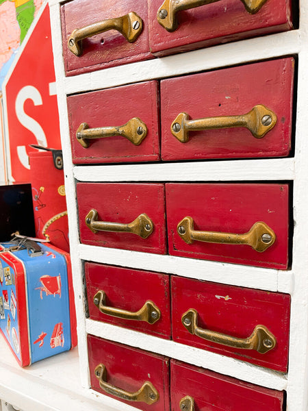 Jens Fresh Vintage ~ Vintage Handmade Red drawer cabinet