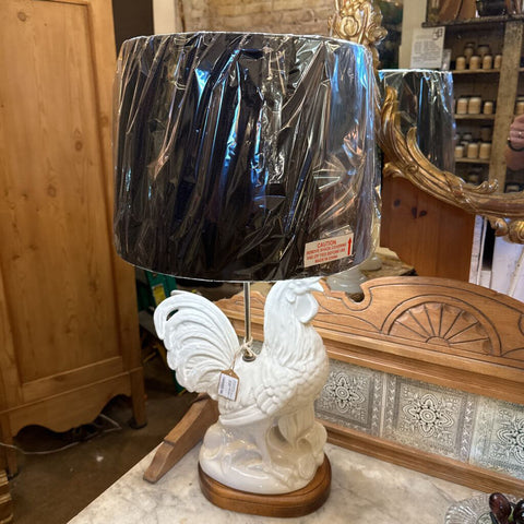 Vintage Rooster Lamp w New Shade
