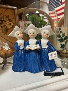 Three Blue Nuns Music Box As Is 6.5" x 16.5" W1498