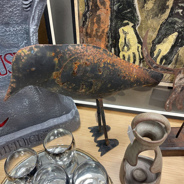 Moxie - 15" Rusty Metal Crow Sculpture