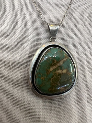 Vintage Turquoise Sterling Silver Pendant Signed D Switk