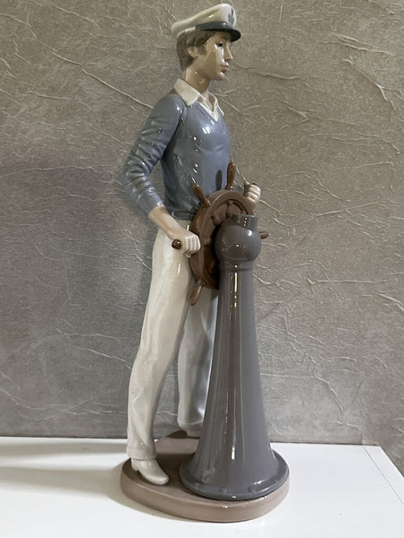 Lladro 5206 Yachtsman Porcelain Figurine Young Captain At The Helm Approx 14in Tall FIRM