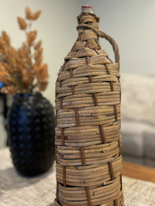 Antique Wicker Wrapped Demijohn Bottle