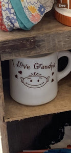 Vintage milk glass I Love Grandpa Mug