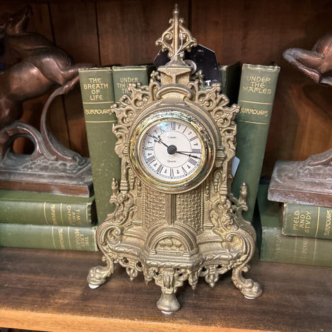 vintage ornate made in italy brass quartz clock