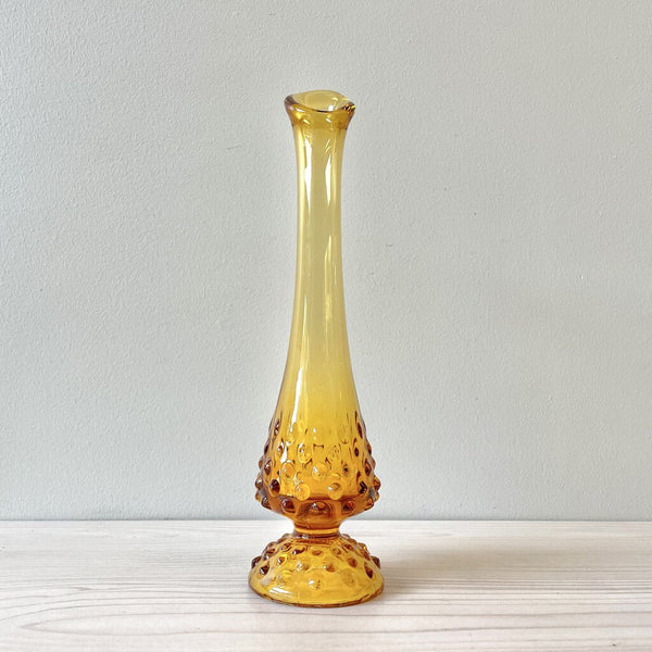 Moxie - Fenton Amber Hobnail Swung Bud Vase - 10"