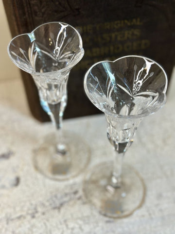 PAIR CRYSTAL MIKASA CANDLESTICKS