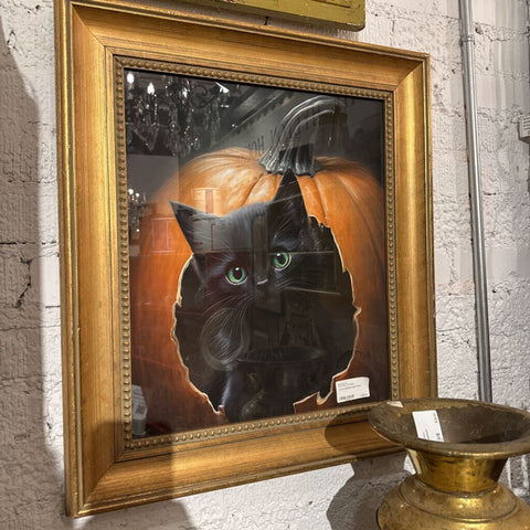 Cat in pumpkin large frame