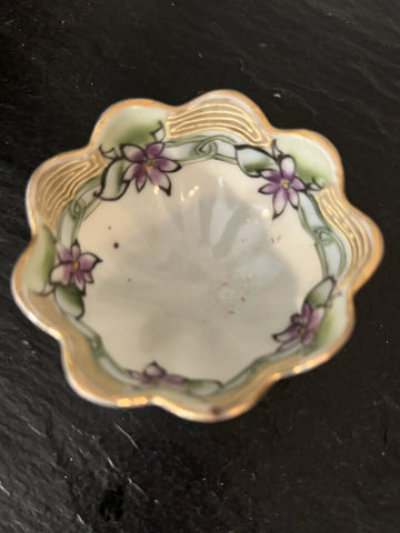 Handpainted floral vintage small footed bowl