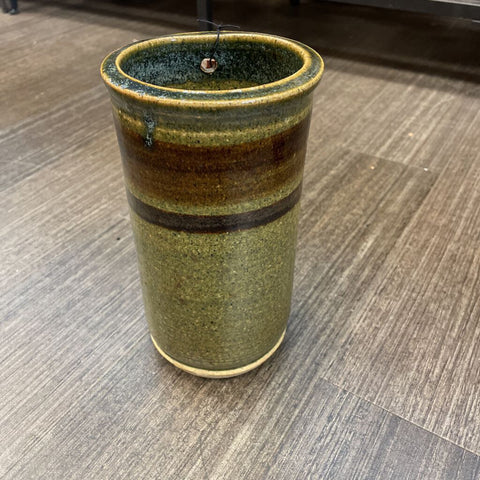 Moxie - Green Brown Wall Hanging Vase - 8" Tall