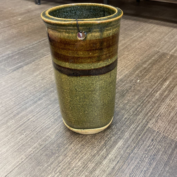 Moxie - Green Brown Wall Hanging Vase - 8" Tall