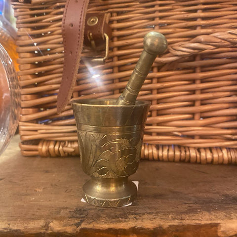 Brass Etched Mortar and Pestle