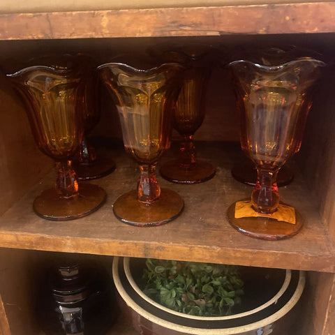 Set of 6 Amber Dessert Glasses