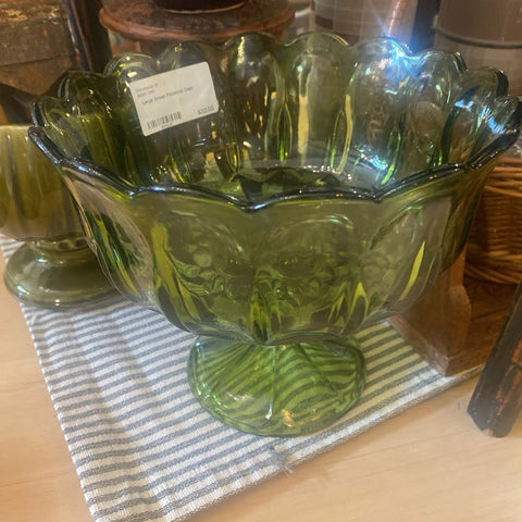 Large Green Pedestal Dish