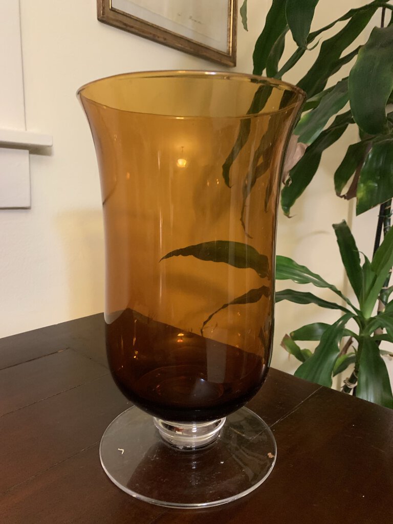 Large Amber Glass Vase 12in