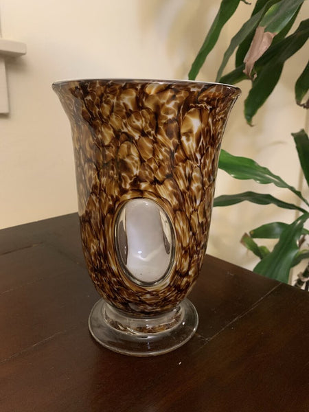 Glass Tortoise Shell Peekaboo Vase 9in