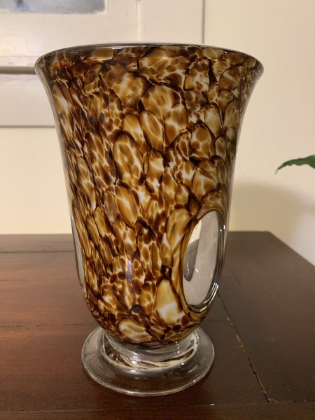 Glass Tortoise Shell Peekaboo Vase 9in