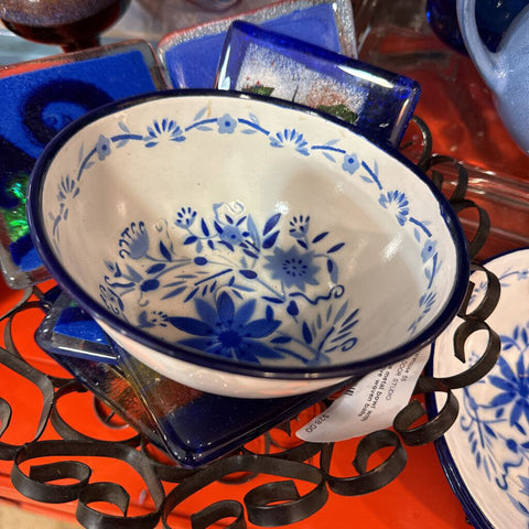 Vintage enamelware blue and white bowl