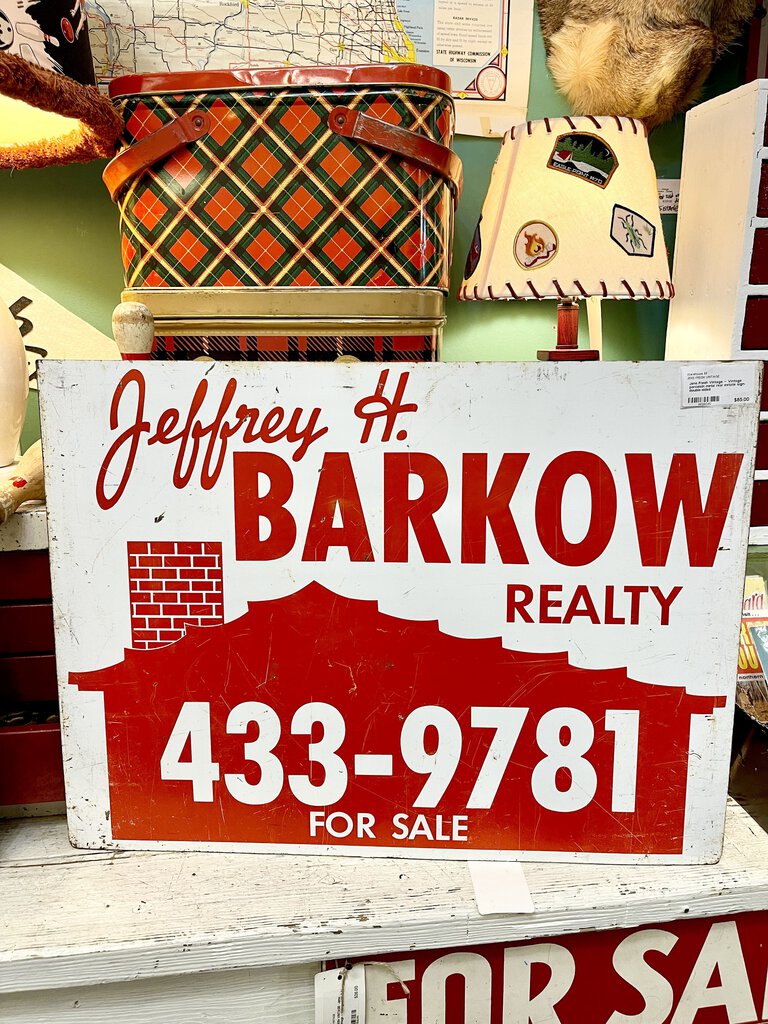 Jens Fresh Vintage ~ Vintsge porcelain metal real estate sign- double-sided