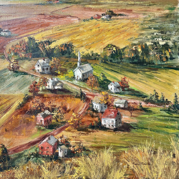 Moxie - Fall Color Church & Houses Painting - 24x30