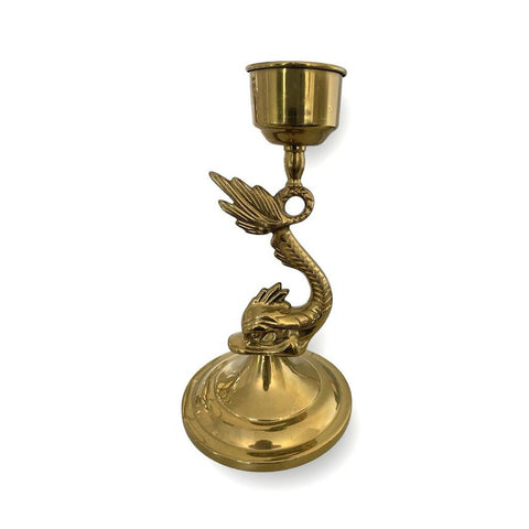 Vintage Baldwin Brass Sea Serpent Candlestick Holder 8"h