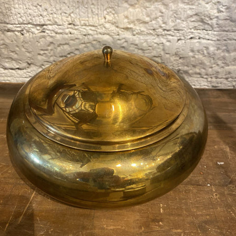 Vintage Brass Lidded Bowl 9" x 6"