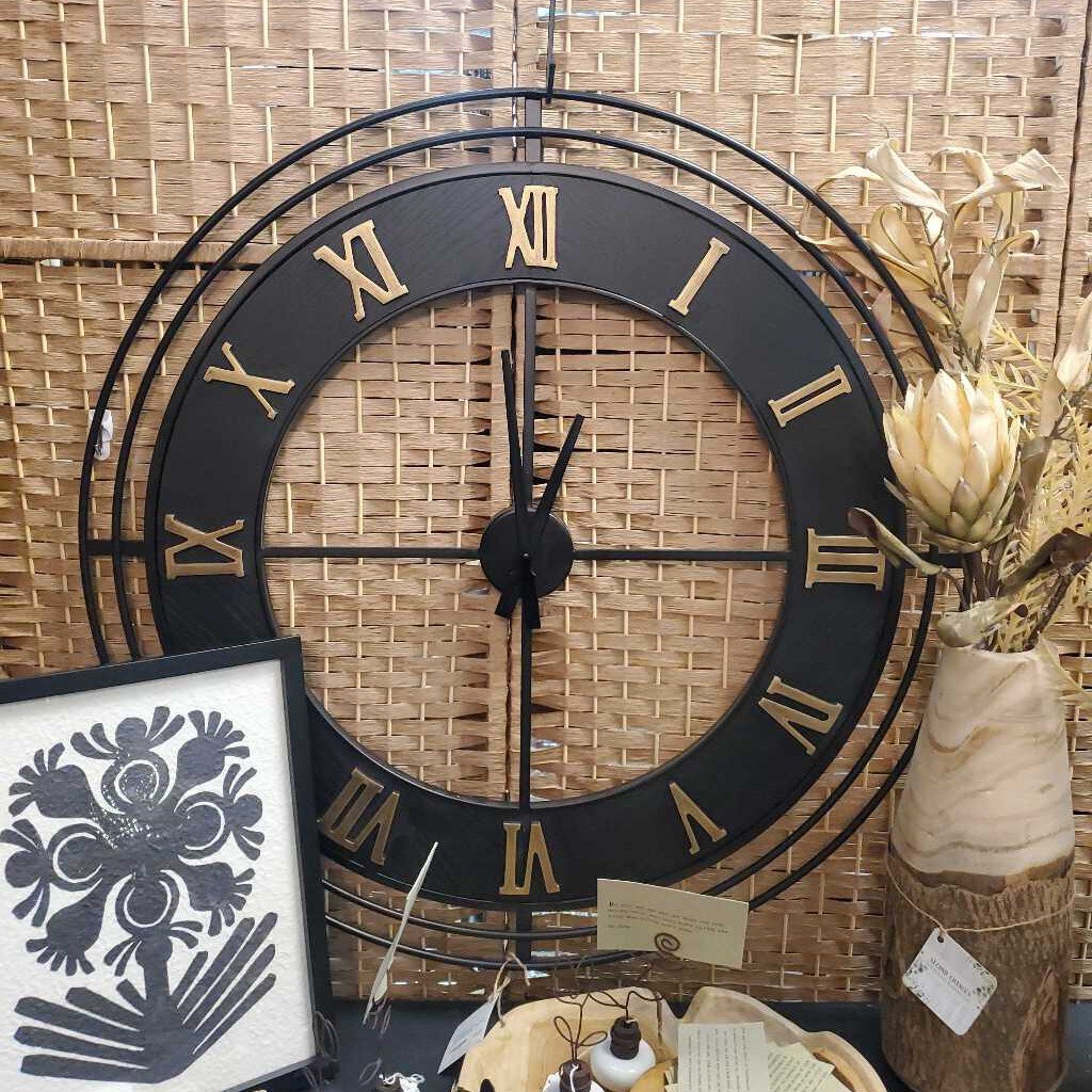 Modern Black & gold Wall Clock 34" *in store pick up